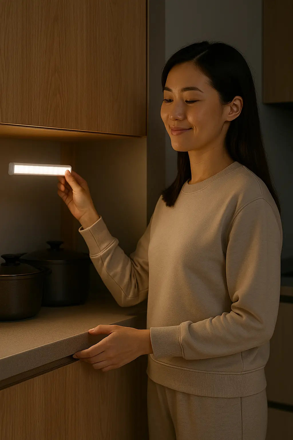 Motion sensor LED night light for cabinet and wardrobe lighting