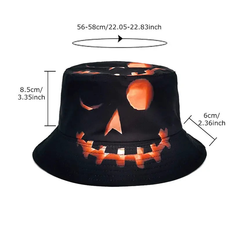 Halloween Hats Creative Cartoon Pumpkin Grimace Printed Sun-shade Fisherman Hat Novara Shop   Novara Shop