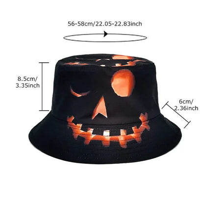 Halloween Hats Creative Cartoon Pumpkin Grimace Printed Sun-shade Fisherman Hat Novara Shop   Novara Shop