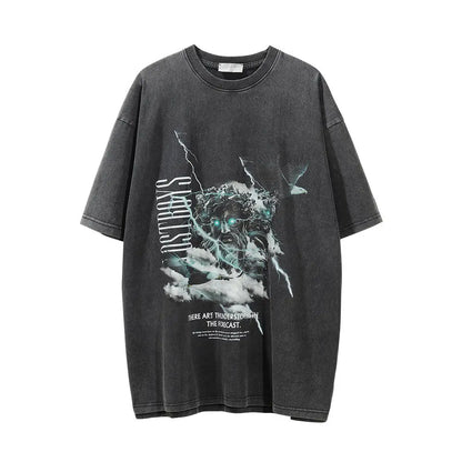 Devil Print Washed T-shirt Men Novara Shop Devil Print Washed T-shirt Men  Novara Shop  Devil Print Washed T-shirt Men