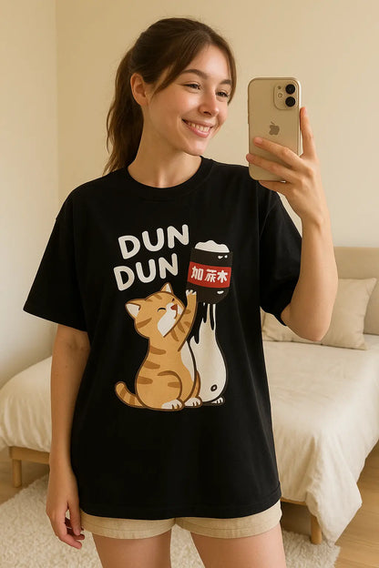 T Shirt Cat Chinoiserie Style Funny Summer Retro Trend Cartoon Kitten Tops Tee T-shirt Women Design Lovers Casual Short Sleeved - Novarashop