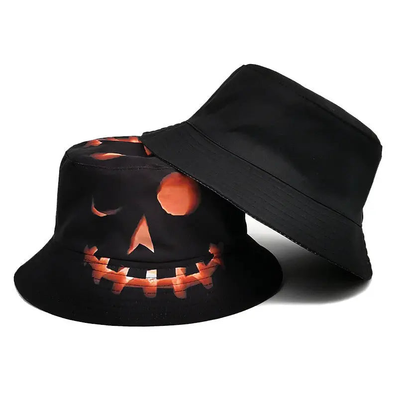 Halloween Hats Creative Cartoon Pumpkin Grimace Printed Sun-shade Fisherman Hat Novara Shop   Novara Shop