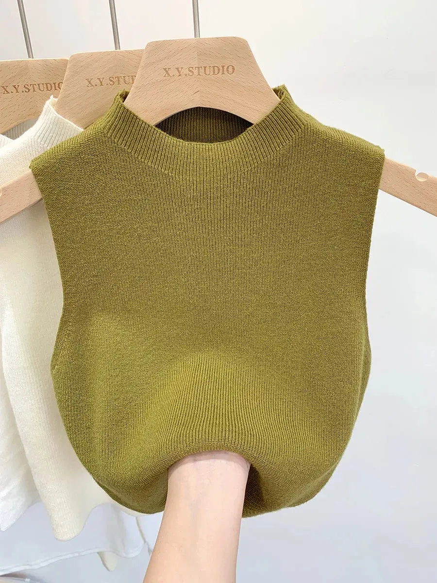 Women Knitted Tank Top Summer Fall Slim Sweater Short Sleeveless Solid Spring Autumn Sweaters Pullovers 2025 Novara Shop   Novara Shop