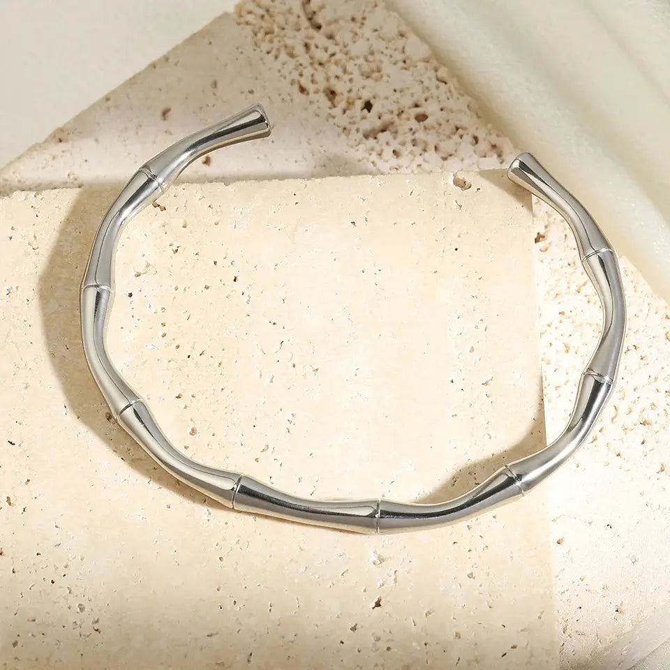 Fashion Smooth Ring Bamboo Shape Stainless Steel Bracelets F Novara Shop   Novara Shop