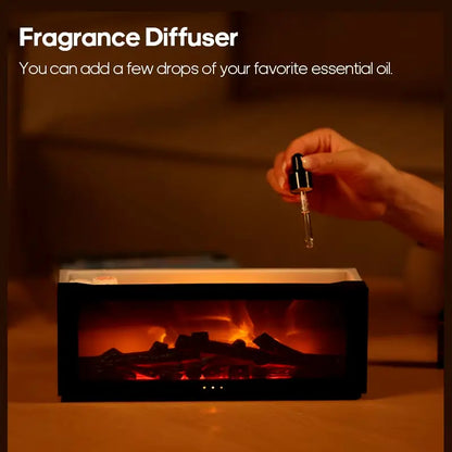 Creative Fireplace Air Humidifier Waterless Auto-Off Aroma Essential Oil Diffuser with LED Light &amp; Remote Control for Home Gift