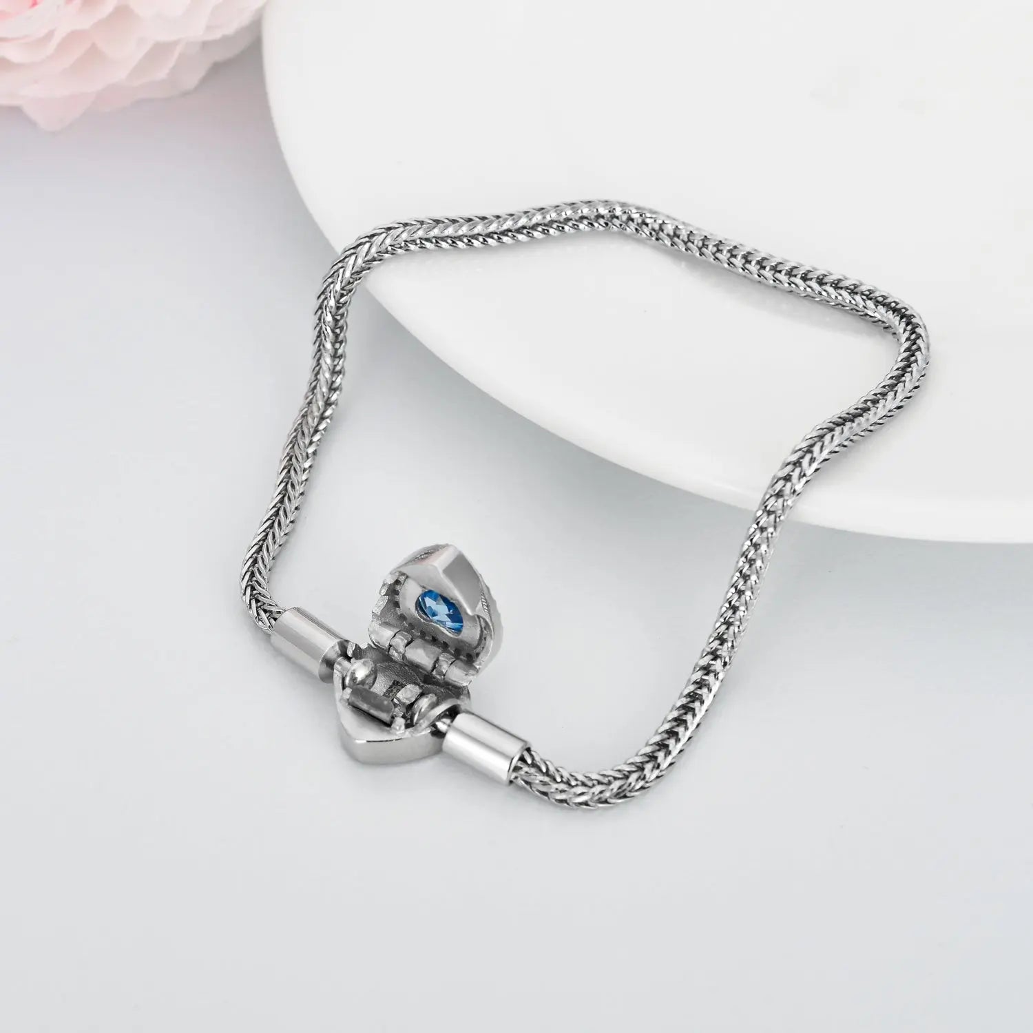 925 Sterling Silver Heart Bead Charm Net Chain for Bracelet - Novarashop