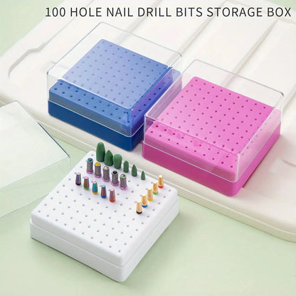 30/100 Hole 1PC of Various Styles Portable Organizer for Storing And Organizing Nail Drill Bits, Featuring a Dustproof Base Novara Shop