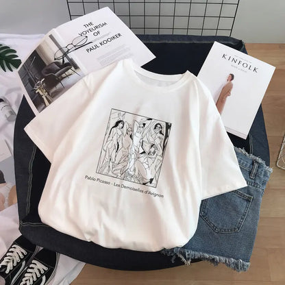 Sculpture Print T-Shirt Short Sleeve Women Novara Shop Sculpture Print T-Shirt Short Sleeve Women 17.99 Novara Shop 2 Style / XL Sculpture Print T-Shirt Short Sleeve Women 17.99