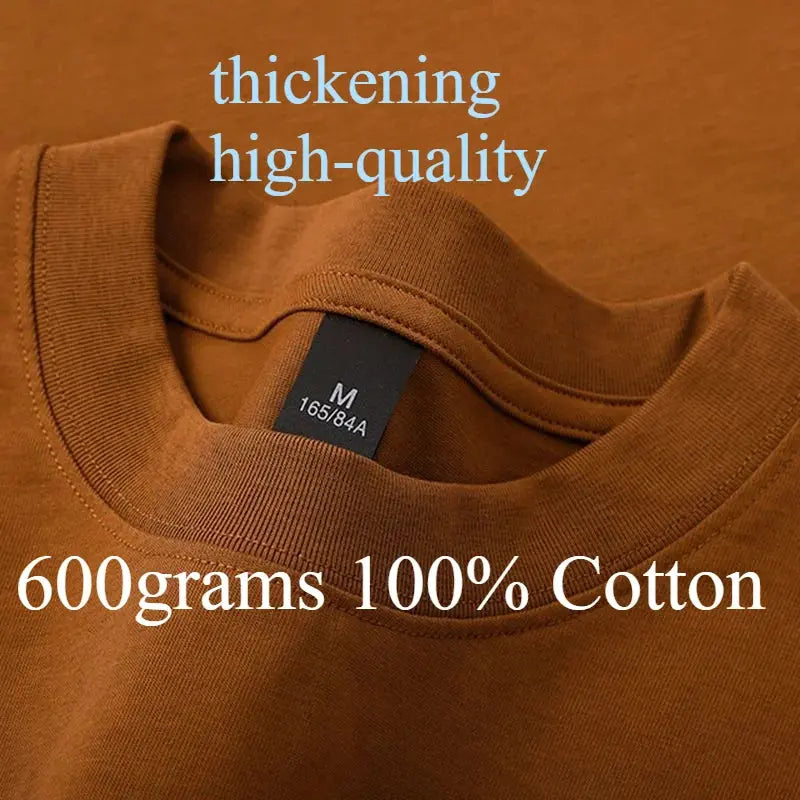 600grams 100% Cotton Men Oversized Heavyweight T Shirt Summer Women Short Sleeve Top Casual Men&