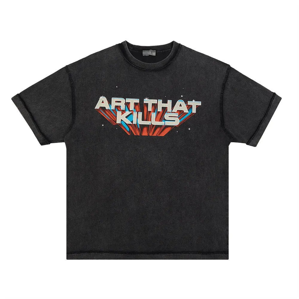 Letter Print Short-sleeve T-shirt Men Novara Shop   Novara Shop