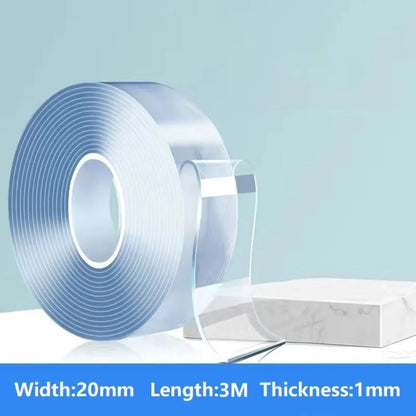 1M/3M/5M Double Sided Transparent Tape - Reusable Waterproof Acrylic Adhesive Nano Tape Novara Shop 1/3/5M Double Sided Tape Transparent Acrylic Reusable Waterproof Adhesive Tracsless Tape Gadget Doble Cara Nano Tapes  Novara Shop  1/3/5M Double Sided Tape Transparent Acrylic Reusable Waterproof Adhesive Tracsless Tape Gadget Doble Cara Nano Tapes