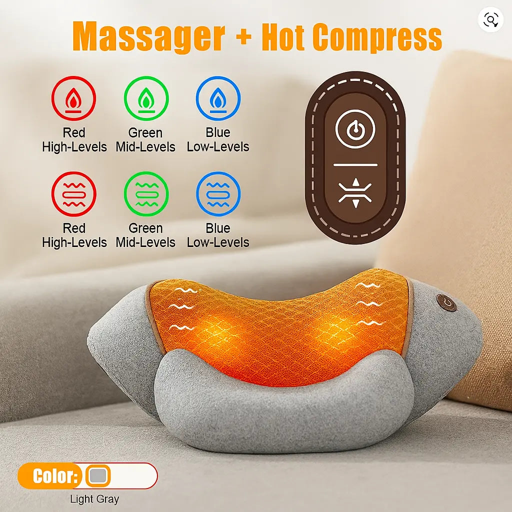 Electric Massager Cervical Pillow Hot Compress Vibration Massage Neck Traction Relax Sleeping Pillow Spine Support Normal - Novarashop