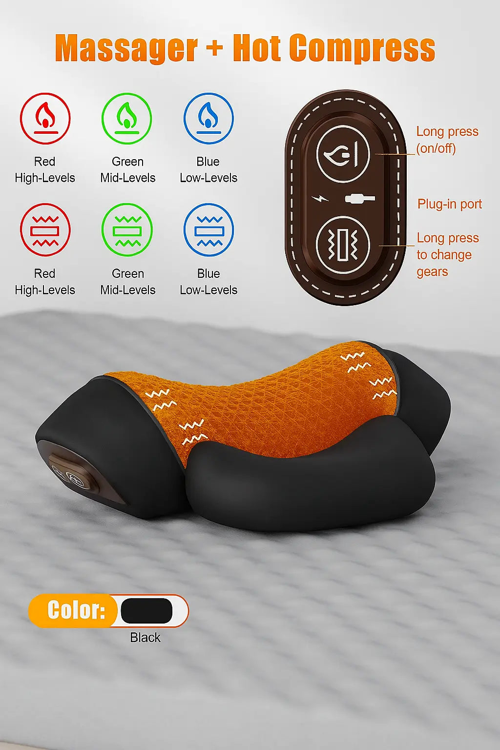 Electric Massager Cervical Pillow Hot Compress Vibration Massage Neck Traction Relax Sleeping Pillow Spine Support Normal - Novarashop