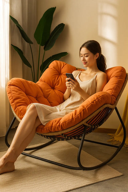 Human Bird Nest Rattan Weaving Rocking Chair Leisure Sofa Home Balcony Single Lazy Sofa Rocking Chair Rattan Chair Can Sleep - Novarashop