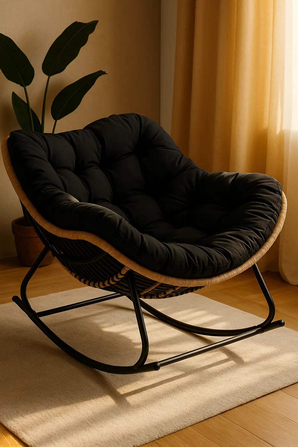 Human Bird Nest Rattan Weaving Rocking Chair Leisure Sofa Home Balcony Single Lazy Sofa Rocking Chair Rattan Chair Can Sleep - Novarashop