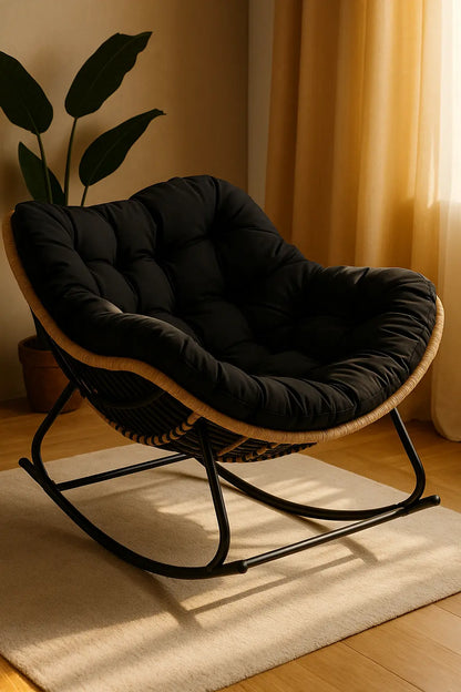 Human Bird Nest Rattan Weaving Rocking Chair Leisure Sofa Home Balcony Single Lazy Sofa Rocking Chair Rattan Chair Can Sleep - Novarashop