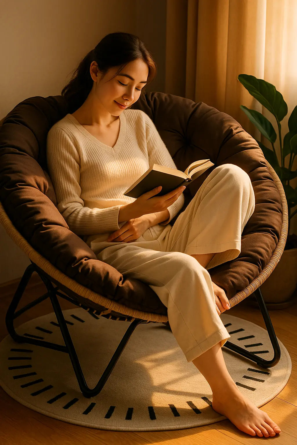 Human Bird Nest Rattan Weaving Rocking Chair Leisure Sofa Home Balcony Single Lazy Sofa Rocking Chair Rattan Chair Can Sleep - Novarashop