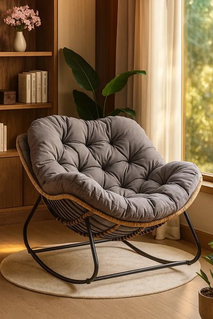 Human Bird Nest Rattan Weaving Rocking Chair Leisure Sofa Home Balcony Single Lazy Sofa Rocking Chair Rattan Chair Can Sleep - Novarashop