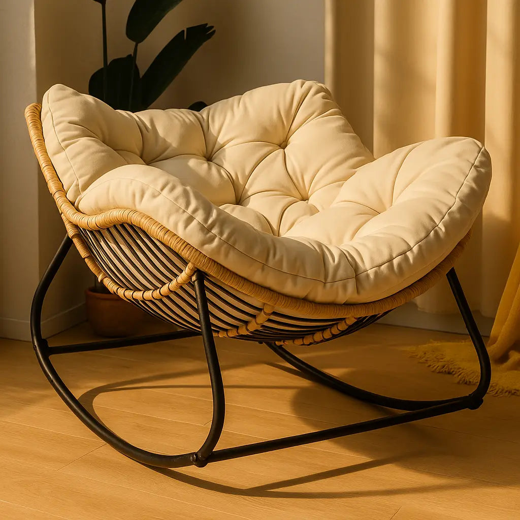 Human Bird Nest Rattan Weaving Rocking Chair Leisure Sofa Home Balcony Single Lazy Sofa Rocking Chair Rattan Chair Can Sleep - Novarashop