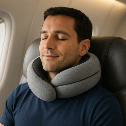 Memory Foam Travel Neck Pillow U-shaped Pillow Snail Style Travel Neck Support Portable Adjustable Soft Noon Break Sleep Pillows - Novarashop