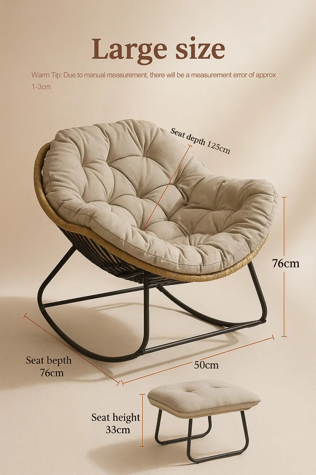 Human Bird Nest Rattan Weaving Rocking Chair Leisure Sofa Home Balcony Single Lazy Sofa Rocking Chair Rattan Chair Can Sleep - Novarashop