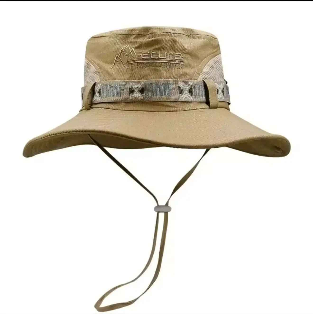 Summer Bucket Hat for Men - Outdoor UV Protection Wide Brim Panama Safari Hunting Hiking Mesh Fisherman Beach Cap