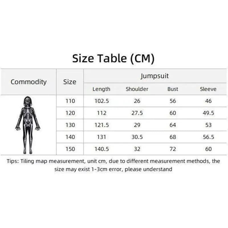 Halloween Costume Skeleton Tight Fitting Costume Ghost Cosplay Hooded Jumpsuit Children&