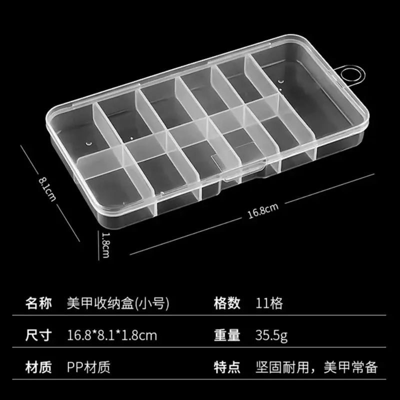 10Grids Nails Art Organizer Box Storage Tool For False Nail Tips Glitter Rhinestone Tools 2 Size Plastic Empty Fake Nail Storage Novara Shop