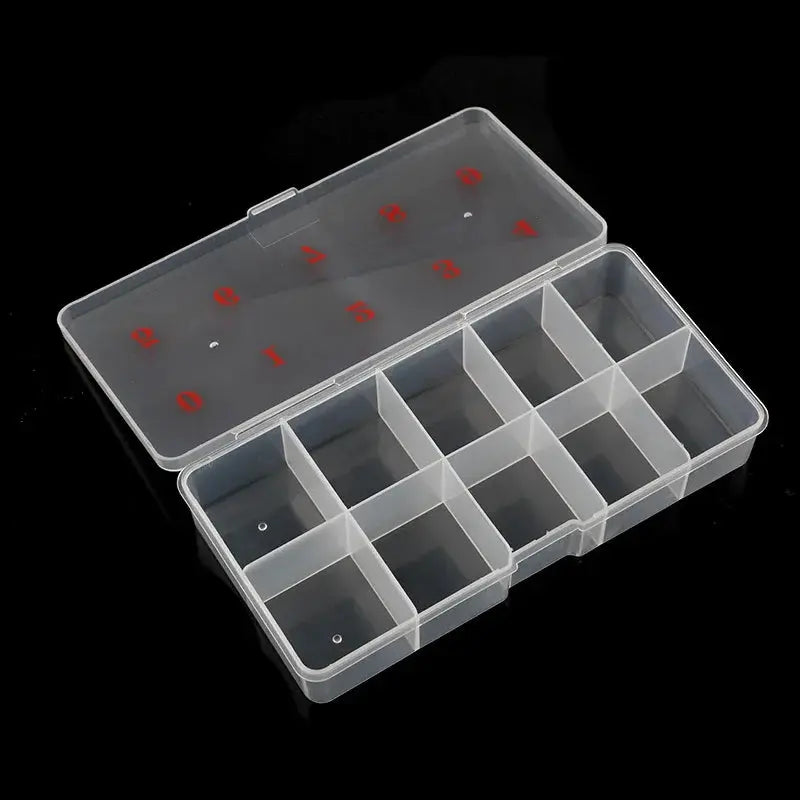 10Grids Nails Art Organizer Box Storage Tool For False Nail Tips Glitter Rhinestone Tools 2 Size Plastic Empty Fake Nail Storage Novara Shop