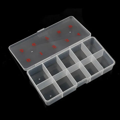 10Grids Nails Art Organizer Box Storage Tool For False Nail Tips Glitter Rhinestone Tools 2 Size Plastic Empty Fake Nail Storage Novara Shop