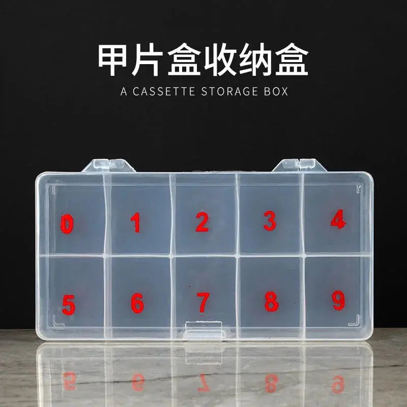 10Grids Nails Art Organizer Box Storage Tool For False Nail Tips Glitter Rhinestone Tools 2 Size Plastic Empty Fake Nail Storage Novara Shop