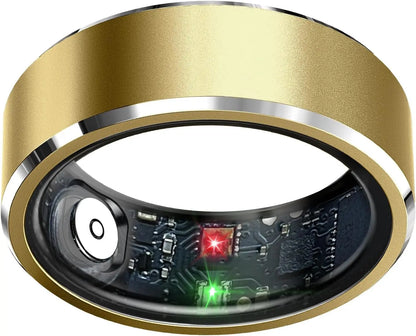 Smart Ring Health Tracker, Sleep Tracker Ring with Heart Rate, Waterproof Fitness Ring for Activity Monitoring/Steps/Distance/Calories,Air Gestures,Up to 7-Day Battery,For Ios Android (Light Gold,