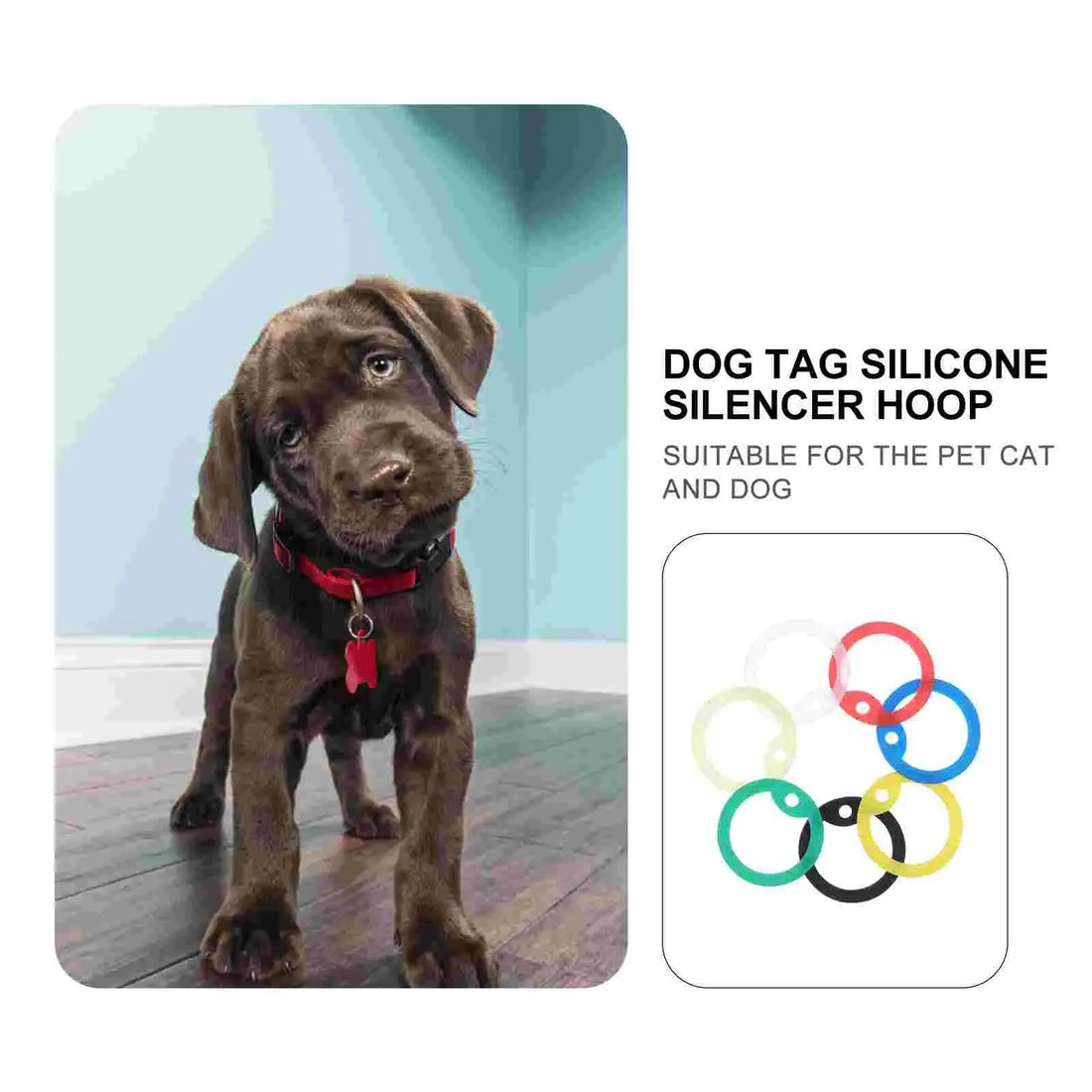 14Pcs Dog Tag Hoop Silicone Ring Pet Name Tag Circle Mute Id