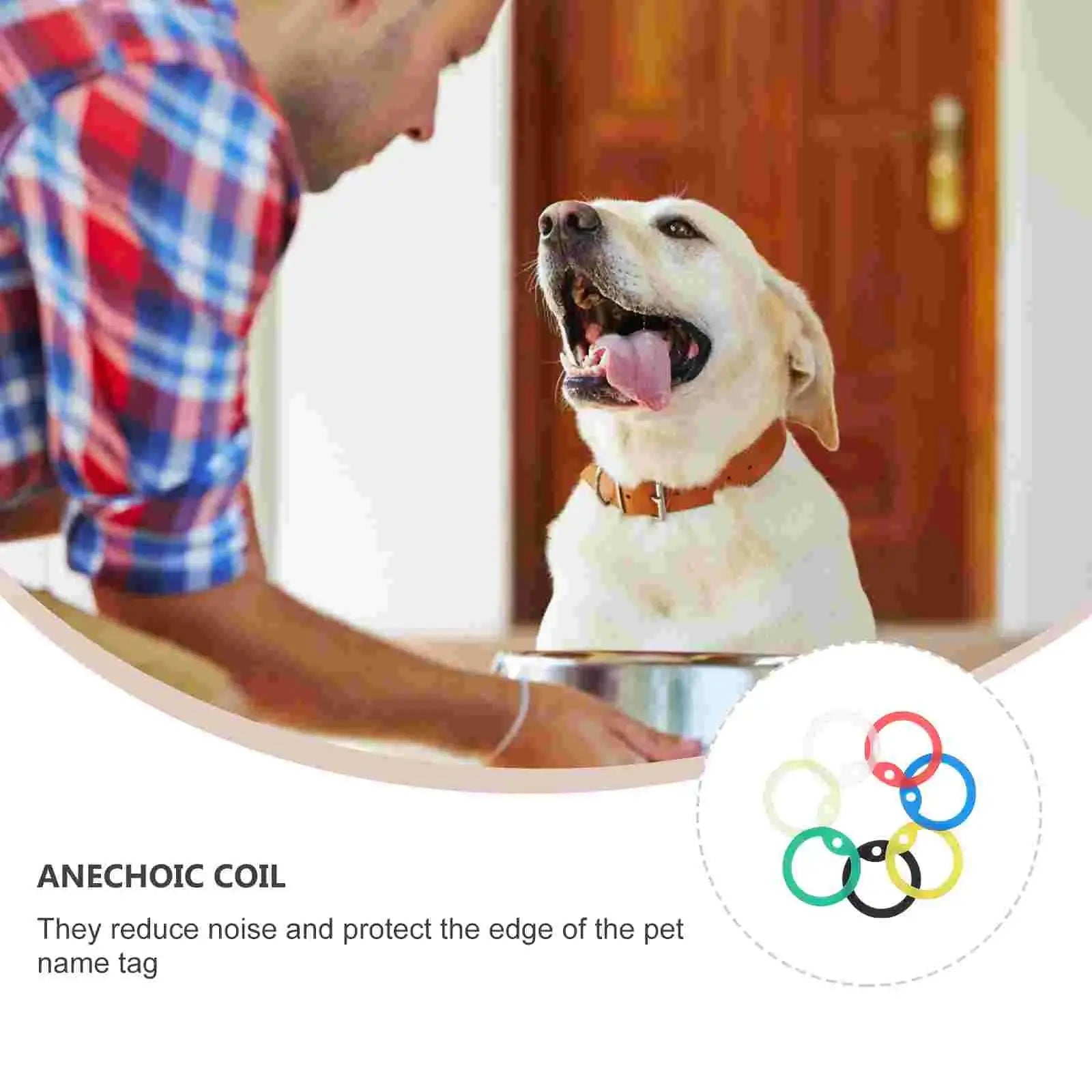 14Pcs Dog Tag Hoop Silicone Ring Pet Name Tag Circle Mute Id