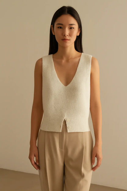 Autumn Winter V-Neck Knit Vest Threble Niche Cropped Knitwearv