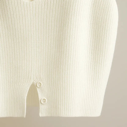 Autumn Winter V-Neck Knit Vest Threble Niche Cropped