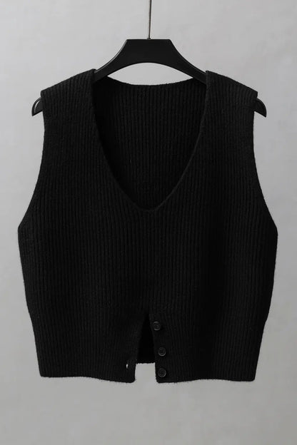 Autumn Winter V-Neck Knit Vest Threble Niche Cropped Knitwear
