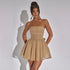 Tube Top Lace Dress With Back Bow-knot Summer Fashion Temperament Mesh Stitching Off-neck Short Skirt Novara Shop  41.00 Novara Shop Gold / XL