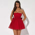 Tube Top Lace Dress With Back Bow-knot Summer Fashion Temperament Mesh Stitching Off-neck Short Skirt Novara Shop  41.00 Novara Shop Red / XL