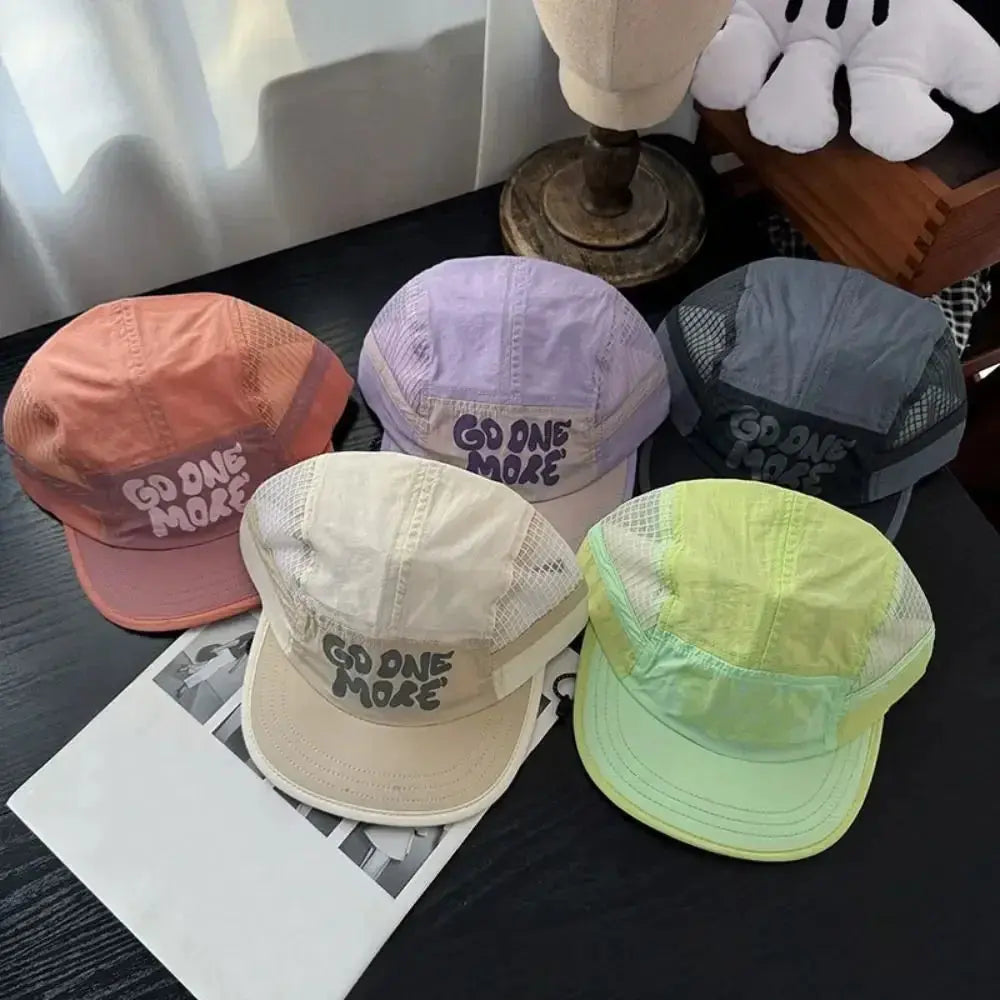 Letter Printing Quick-drying Hat Drawstring Design Japanese Style Short Brim Baseball Cap Thin Adjustable Sun Visor Cap Unisex Novara Shop