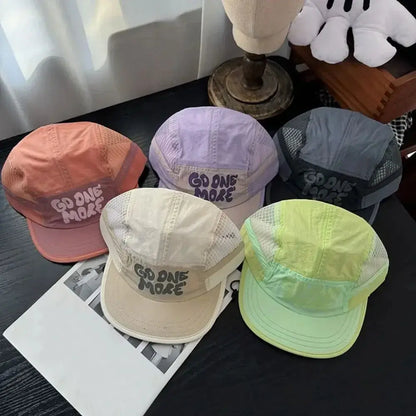 Letter Printing Quick-drying Hat Drawstring Design Japanese Style Short Brim Baseball Cap Thin Adjustable Sun Visor Cap Unisex Novara Shop