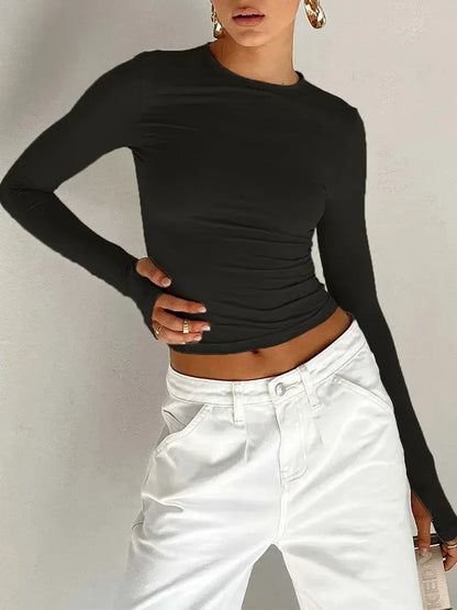 Long Sleeve Crop Top | Crew Neck Crop Top | Novara Shop