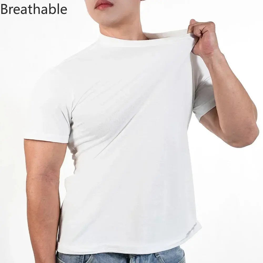Men T shirts Polyester Thin Short-sleeve Tee Fitness Muscle Joggers Bodybuilding Quick Dry tshirt Male Gym Clothes Oversize tops Novara Shop