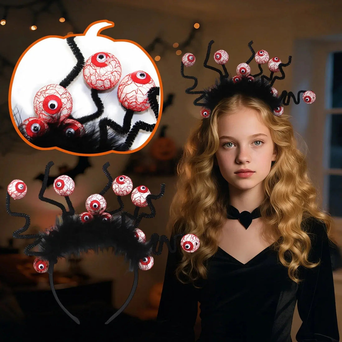 Halloween Eyeball Headband Creepy Party Hair Accessory Gothic Festival Costume Prop Spooky Hair Clip Horror Cosplay Decoration Novara Shop