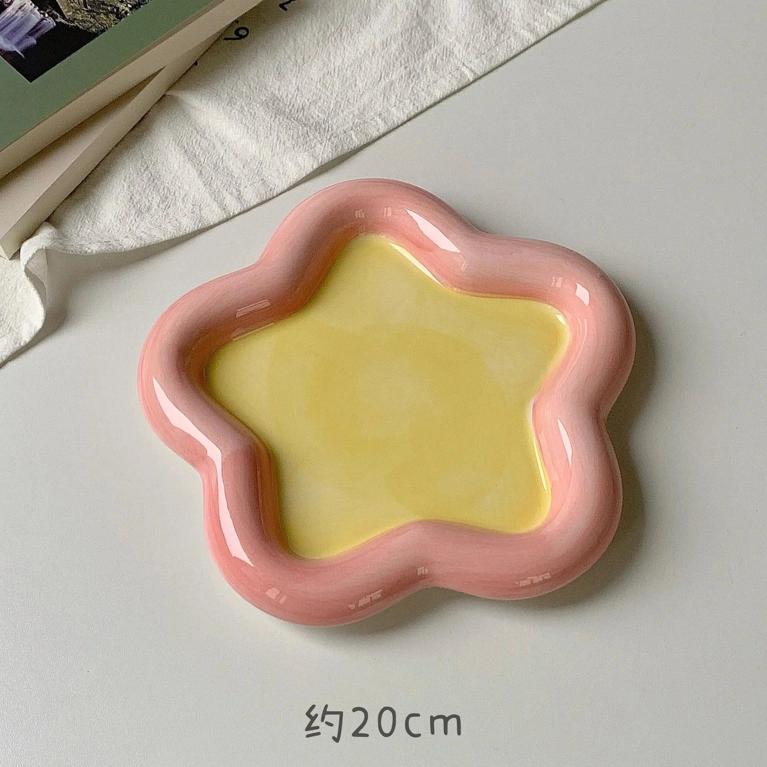 Hand Drawn Star Shaped Heart Plate Cat Bowl Cute Cartoon Don