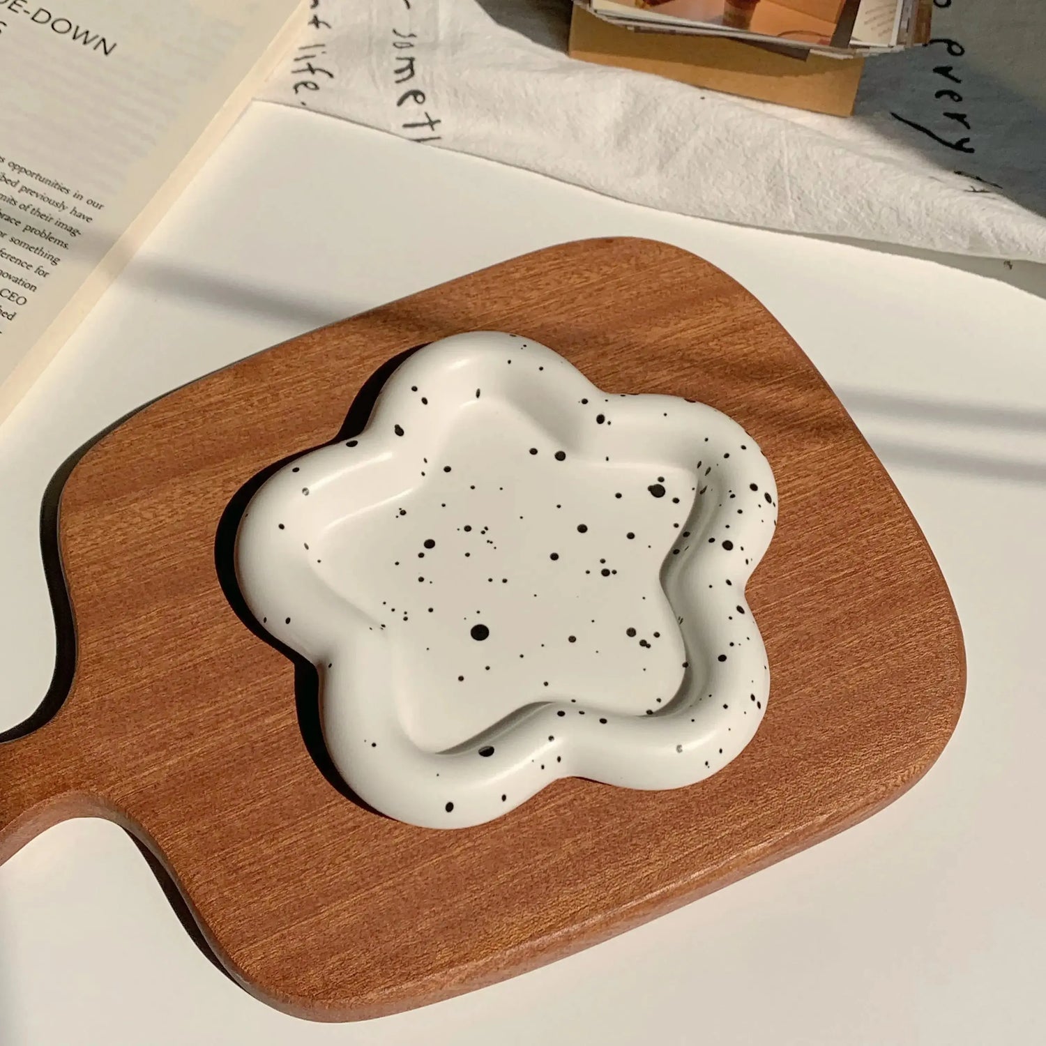 Hand Drawn Star Shaped Heart Plate Cat Bowl Cute Cartoon Don