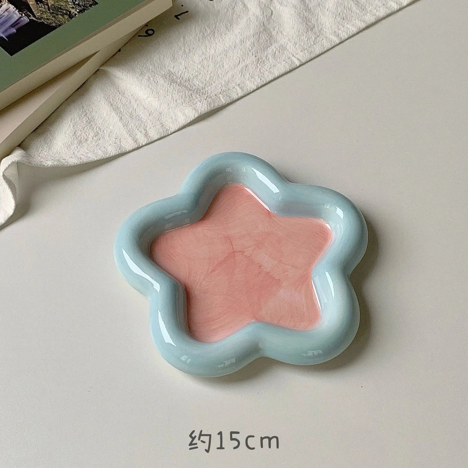 Hand Drawn Star Shaped Heart Plate Cat Bowl Cute Cartoon Don