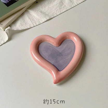 Hand Drawn Star Shaped Heart Plate Cat Bowl Cute Cartoon Don