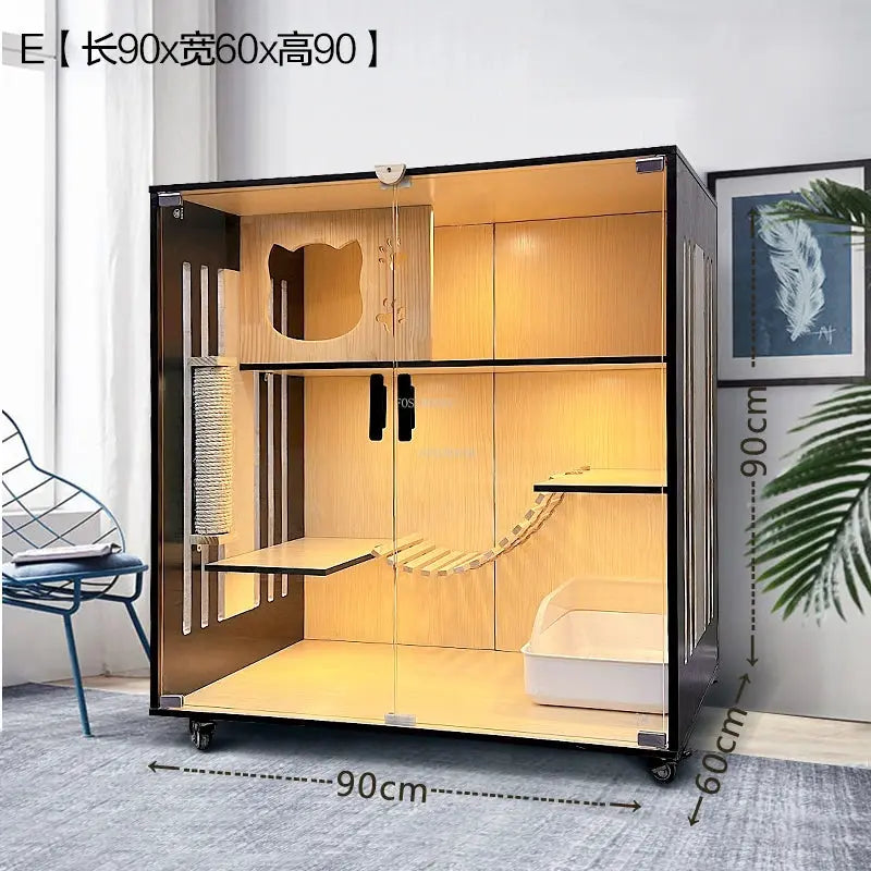 Nordic Solid Wood Cat Cages Luxury Cat Villa Home Multi-laye