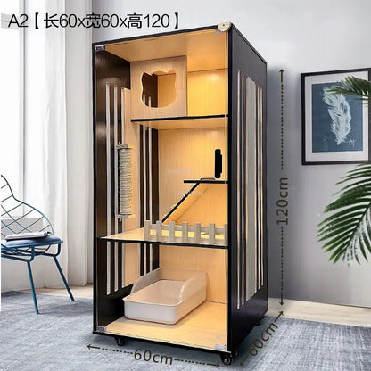 Nordic Solid Wood Cat Cages Luxury Cat Villa Home Multi-laye